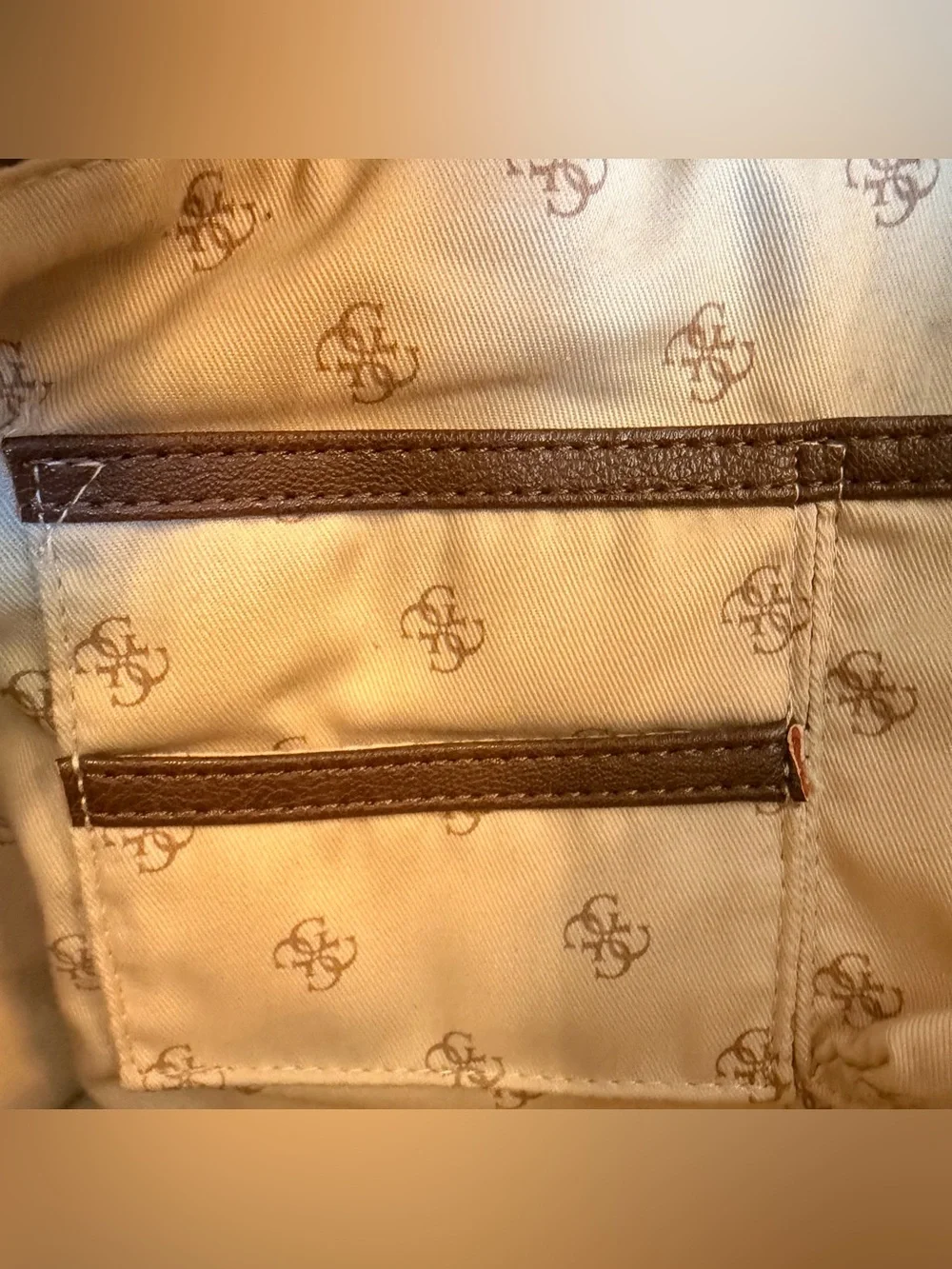 Guess Vintage Monogram Tote Bag - Brown Canvas